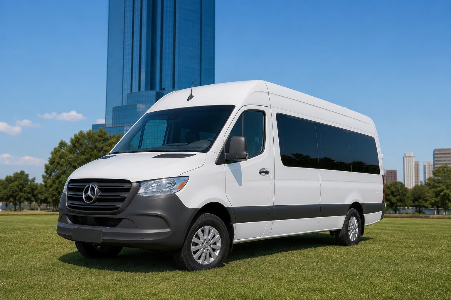 Beyaz Mercedes-Benz Sprinter minibüs